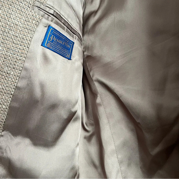 Vintage Pendleton Suede & Tweed Sport Coat/Suit Jacket/Blazer-Tan/Beige-Men’s 44 - Picture 7 of 14